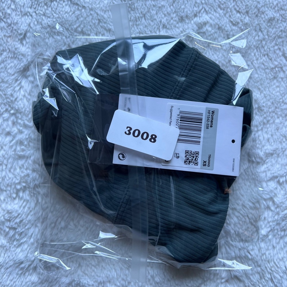 Nike Zenvy Ribbed Longline Sports Bra Dark Green HF1542-338 Womens‎ Size XS New - Picture 11 of 11